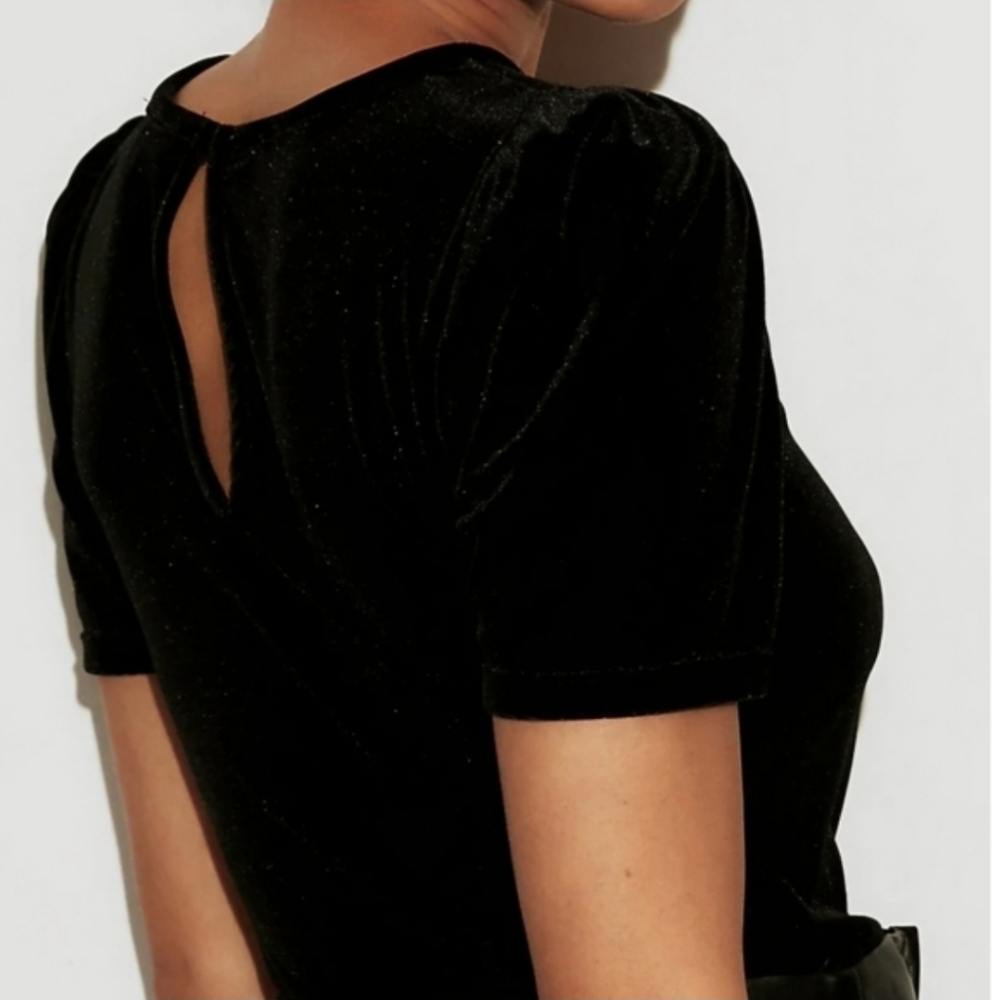 Express Black Velvet Fitted Top - Picture 7 of 7